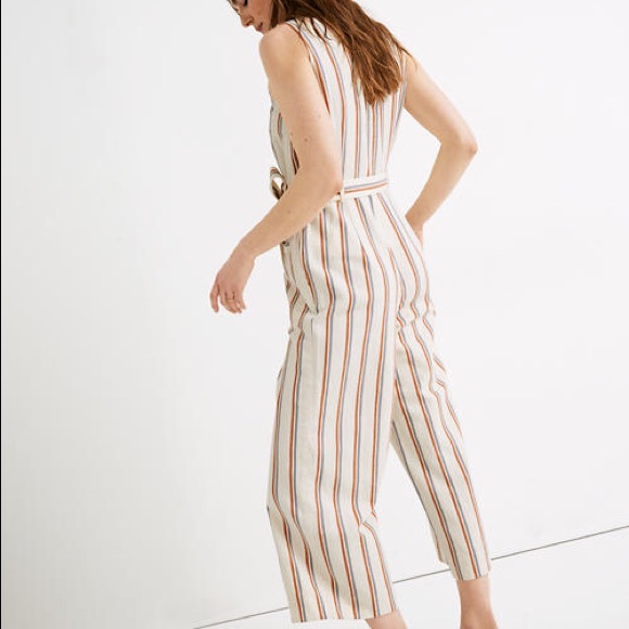 Madewell Cream Stripe Pull On Jumpsuit - Picture 2 of 12